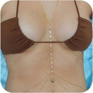 🆕Women Gold Belly Waist Chain Body Chain Jewelry Chain Bra Lingerie